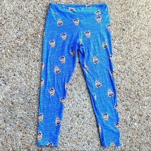 Lularoe Disney Miss Piggy Muppets Blue Tall and Curvy Leggings